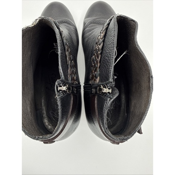 Brighton Rizzo Black Leather Ankle Boots W Braided Strap & Silver Buckle Sz 10 - Picture 5 of 7